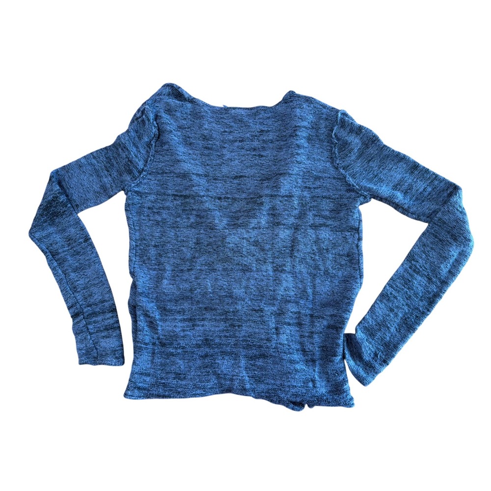 Free People Beach Blue Wrap Front Knit Top Size XS Boho Coastal - Picture 4 of 5